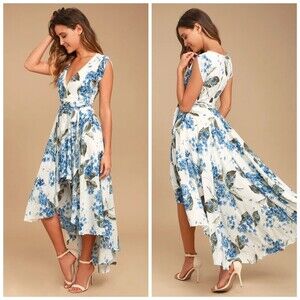 Lulu’s French Countryside White Floral High Low Maxi Dress Sz S - Missing Belt
